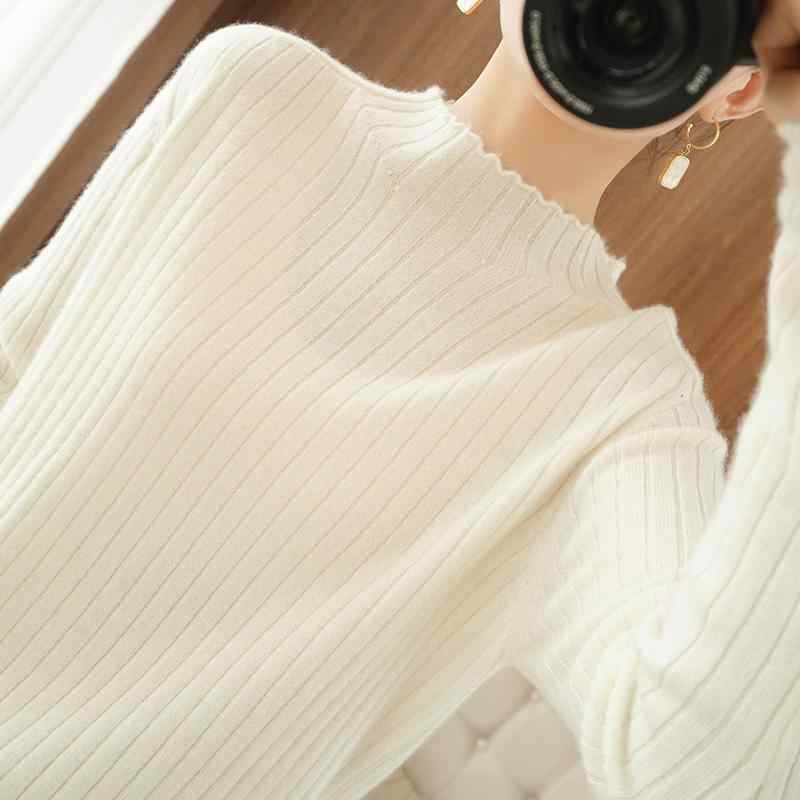 ファッション 服 オシャレ カワイイ シンプル 大カワイイ サイズ 婦服 秋 ハーフ タートルネックセーター プルオーバー 無地 長袖 セーター ウール