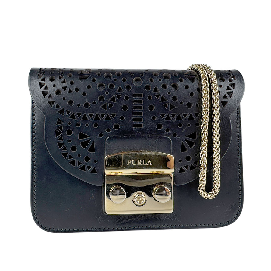 フルラ Furla 斜め掛けショルダーバッグ メトロポリス レザー ブラック レディース z4130