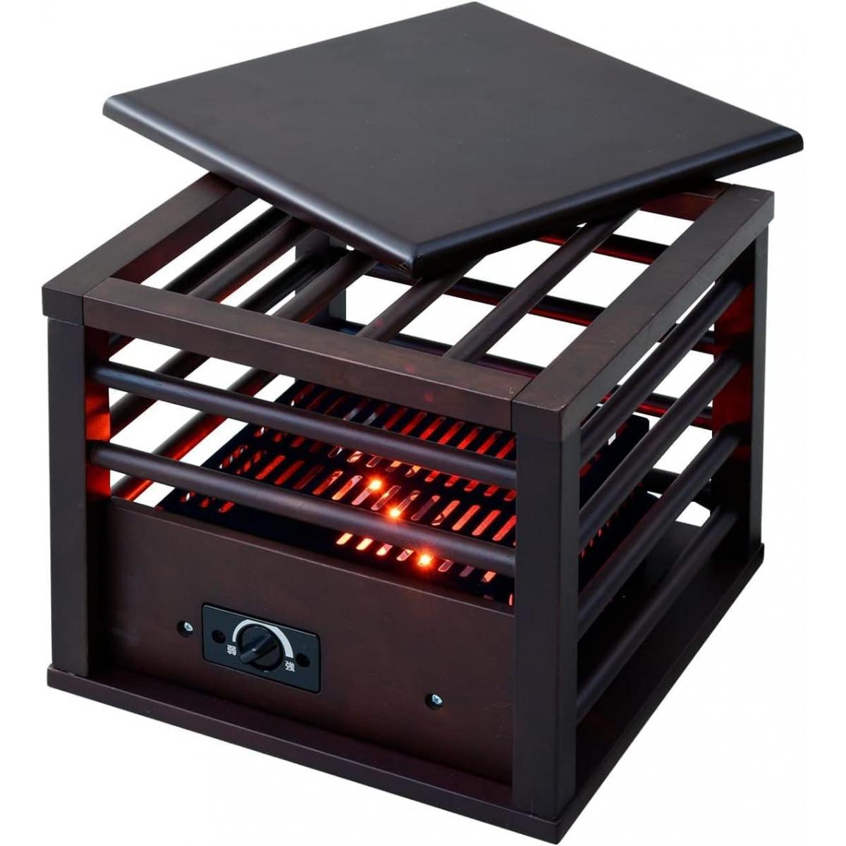 メトロ電気工業 一人用 こたつ ミニ 天板付 省エネ (幅30×奥行30×高さ26cm) コルチェヒーター 温度調節機能付き MPQ-102B(B)