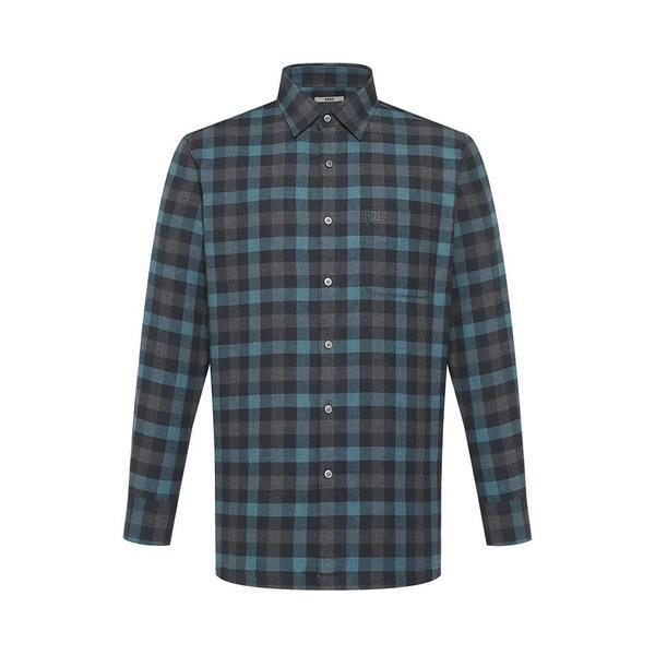 起毛綿100ミディアムチェックシャツ レギュラーフィット ブルー___DKW2SHCL125B1