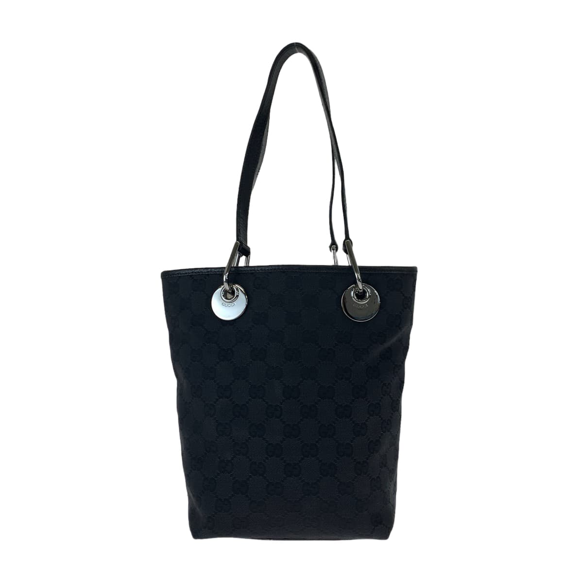 美品 ブラック シルバー金具 GGキャンバス/レザー 120840 トートバッグ ハンドバッグ レディース 405607