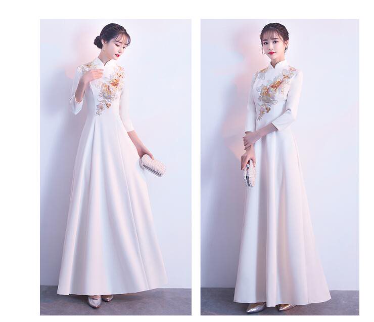 袖あり 立ち襟 ロングドレス パーティードレス 披露宴 二次会 ウエディングドレス 成人式 花嫁 着