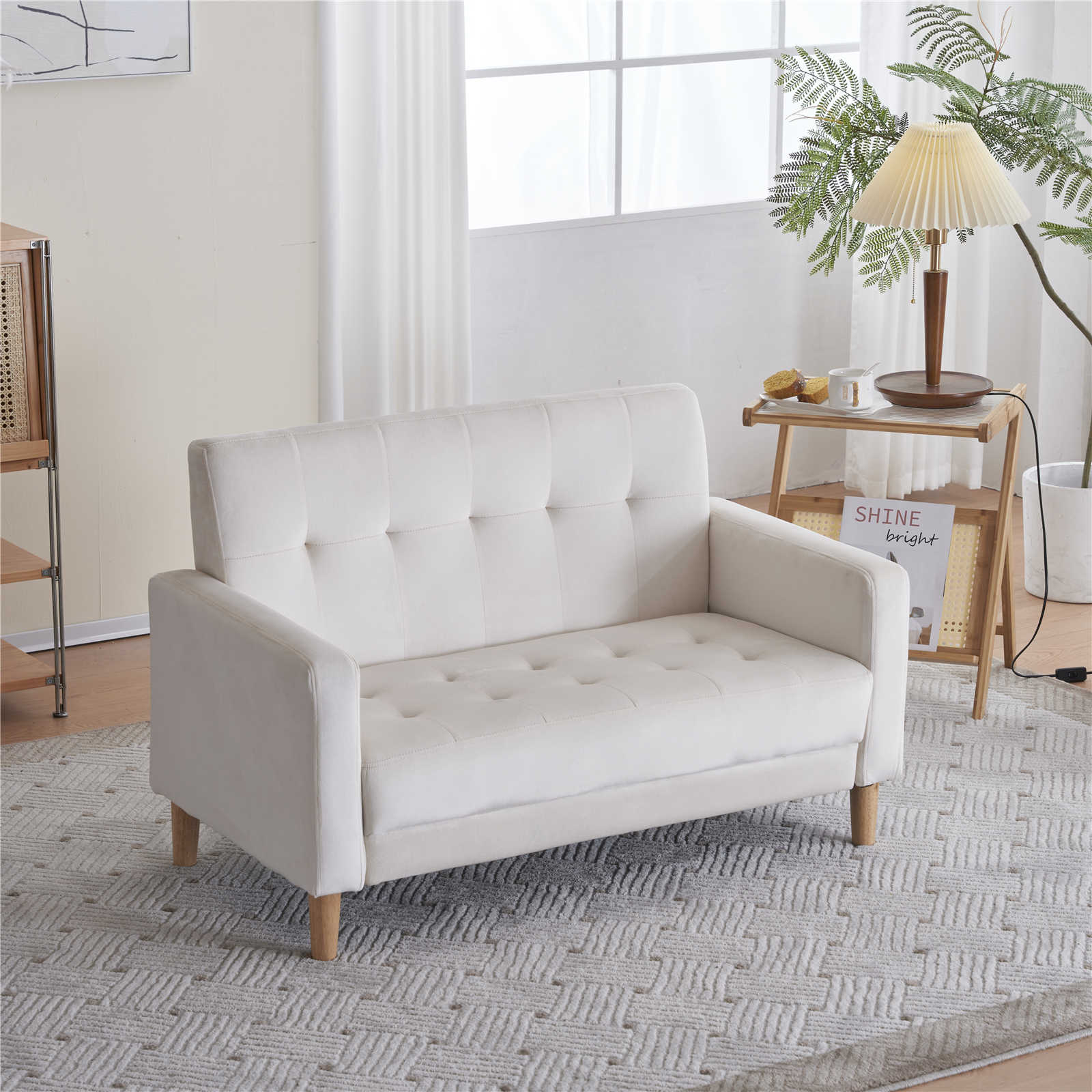 【日本国内出荷-3日で配達】ソファー 二人がけソファー 2人掛け幅105cm高さ12cmリビングソファ 肘付き ロボット 掃除機も通れる ベルベット調 かんたん組立 1人用にも おしゃれDJYC88