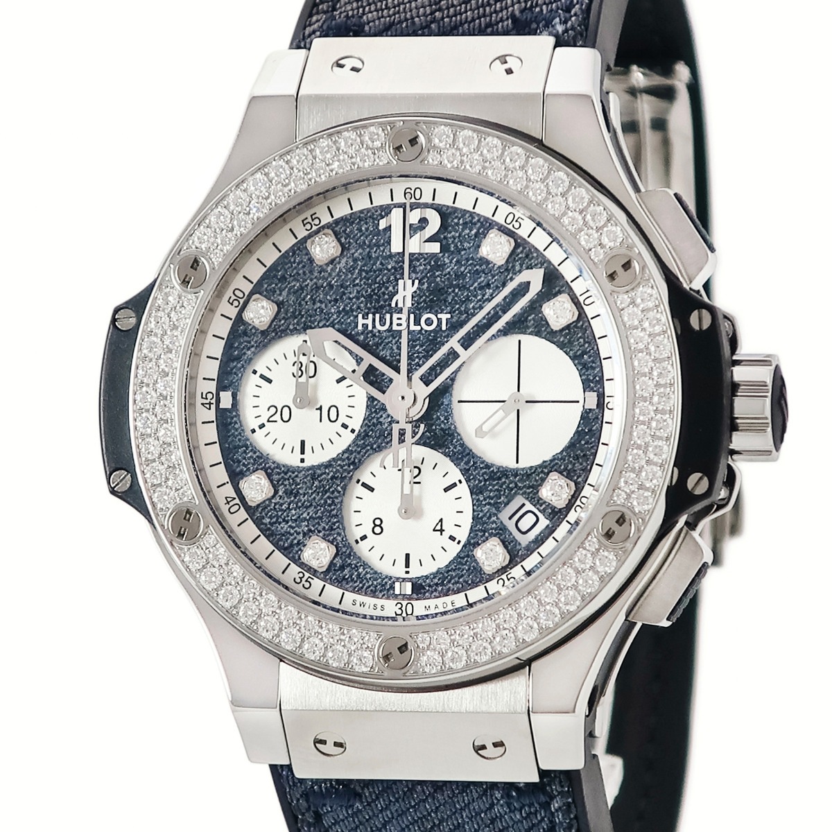 ビッグバン グロッシー ジーンズ 341.SX.2710.NR.1104.JEANS14 自動巻き メンズ OH済み 純正ダイヤ 限定 3年保証