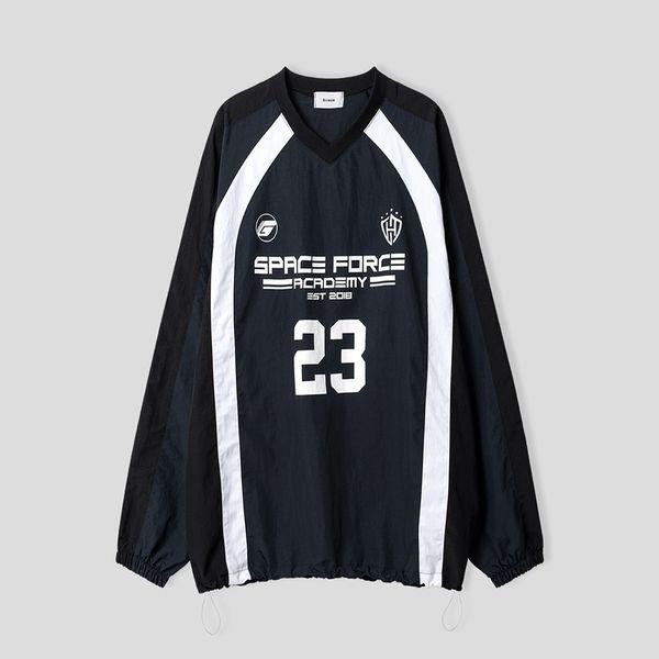 男性用フォース23 Vネックトラック長袖Tシャツ RM TSA Q052 紺色_P409656049