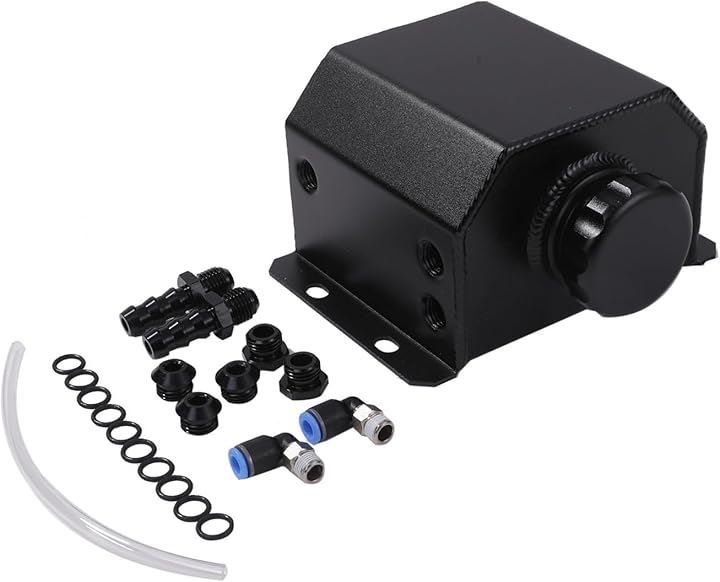 1000ml 1L アルミ オイル キャッチ タンク ラジエーター リザーバータンク クーラント リザーブタンク オーバーフロー AE86 ジムニー ロードスター シビック(ブラック)