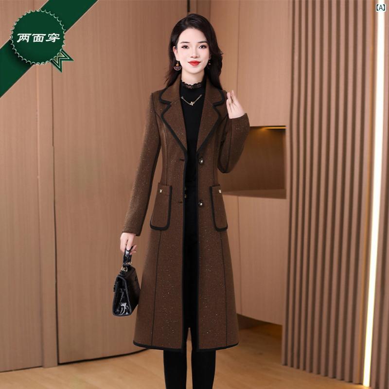 レディース レディース ファッション 上品　オシャレ　綺麗 ウール コート ホット 秋冬 ミドル丈 レディ リッチ ママ 小柄 香り 14,324円