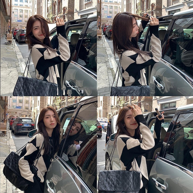 ワンピースドレスニットワンピ母の日 ２点セットコントラストカラーワンピース冬服レディースセットアップ上下二点韓国ファッションニットセータープリーツスカート