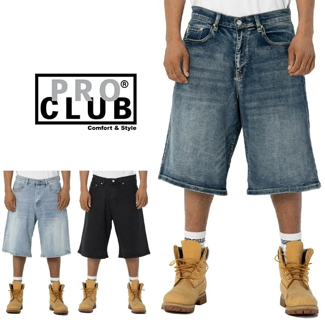 PRO CLUB プロクラブ バギーデニム ショーツ パンツ ルーズフィット 短パン ボトムス メンズ 大きいサイズ 30 32 34 36 38インチ DENIM SHORT-BAGGY