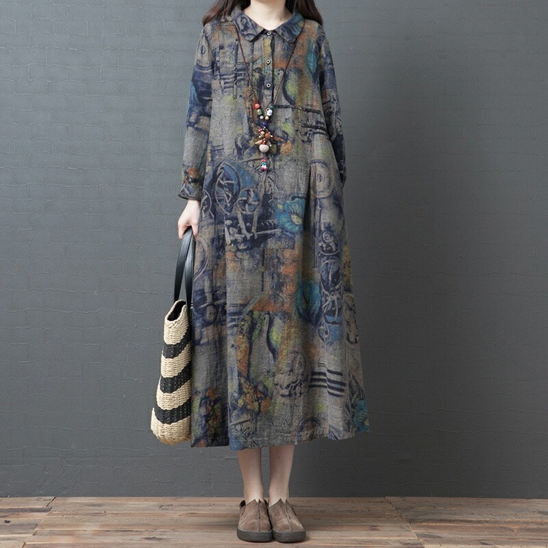 ワンピース レディース 秋 40代 50代 60代 70代 若みせ きれいめ 長袖 ロング 大きいサイズ 体型カバー 韓国 上品 同窓会 おしゃれ