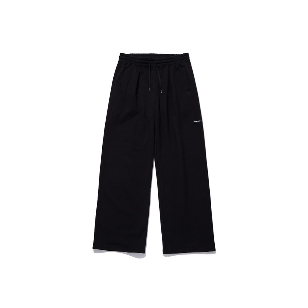 URBANAGE アーバンワンワンワイドパンツ(起毛裏地)ブラック