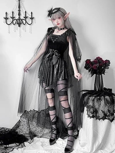 【急速出荷】激安販売！2024欧米ハロウィンコスチューム大人の女死神恐怖ドクロ吸血鬼ダークゴートコス演出服