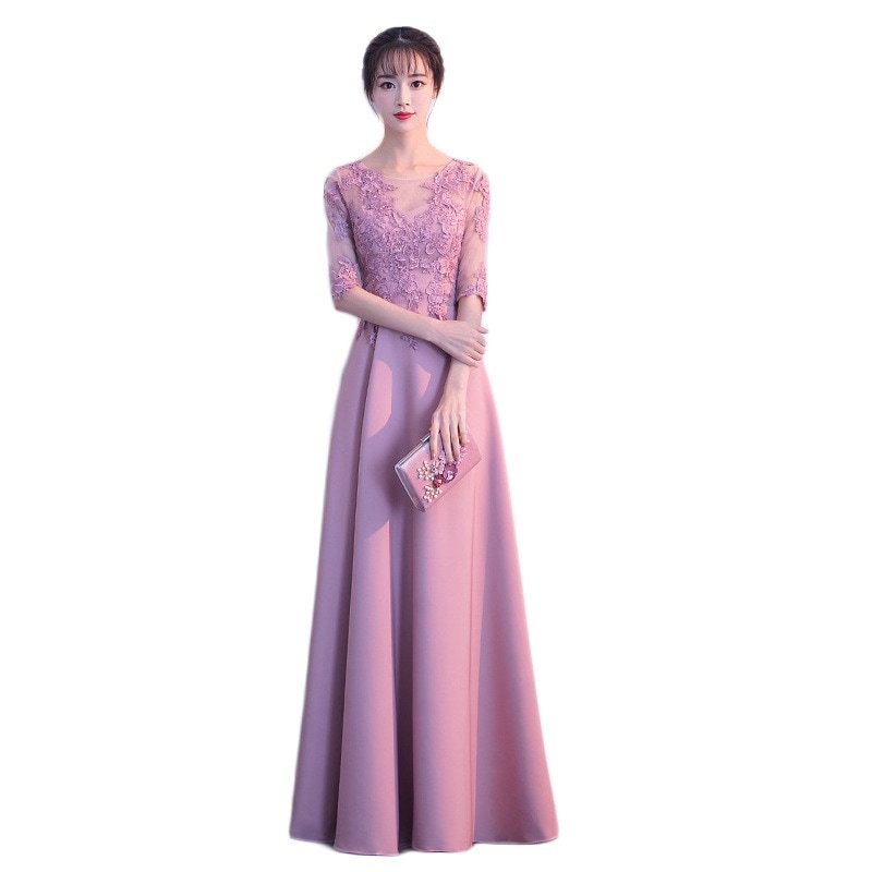 ロングドレス 演奏会 パーティードレス 結婚式 ドレス 袖あり ウェディングドレス 花嫁 パーティドレス ロング丈 二次会 ドレス お呼ばれ ピアノ 発表会-118