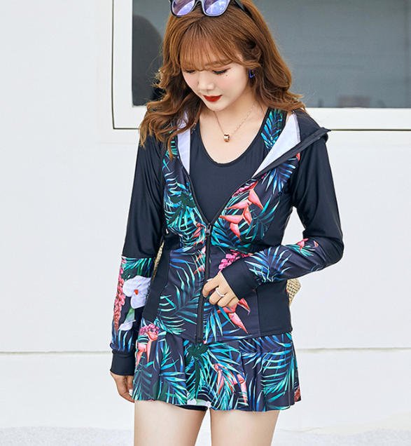 フィットネス水着レディース大きいサイズラッシュガードボタニカル大人シンプル体型カバー着痩せ30代