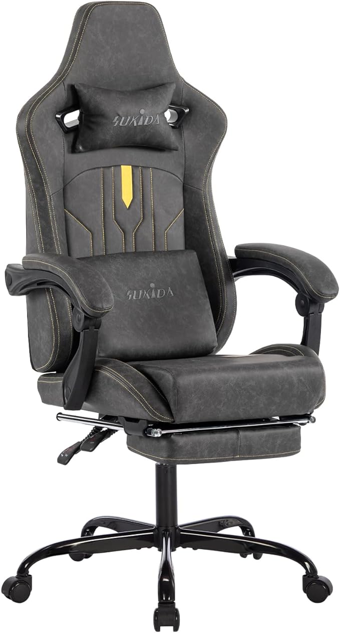 ゲーミングチェア オットマン付き オフィスチェア デスクチェア 人間工学 座り心地よい ゲームチェア 135リクライニング 高反発 通気性 椅子 PUレザー パソコンチェア テレワーク 疲れにくい