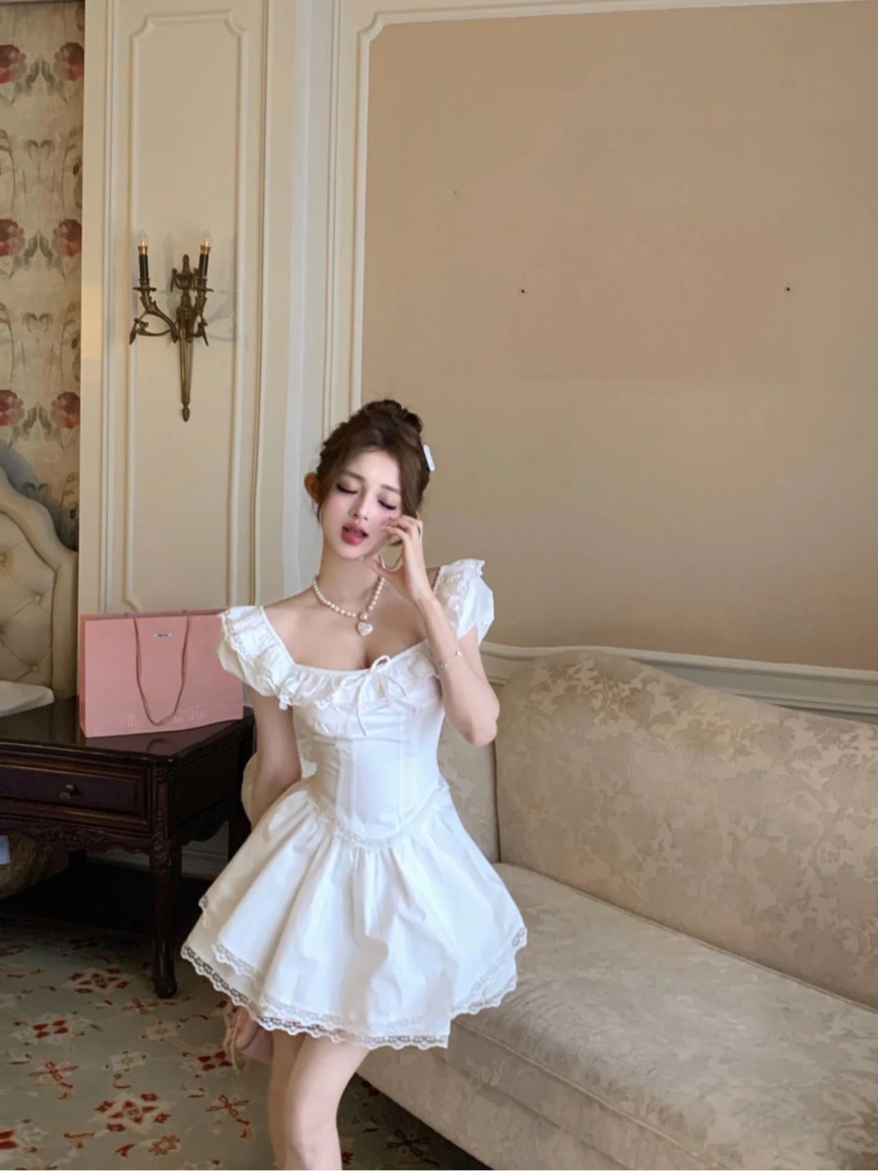 2024夏 おしゃれな彼女のショッピングデートコーデ セットアップワンピース 女子感レディース色っぽ 女っぽ カジュアルファッション 秋きれいめ大人上品お姉さん襟とフレンチネック可愛さUP型アップ 5,378円