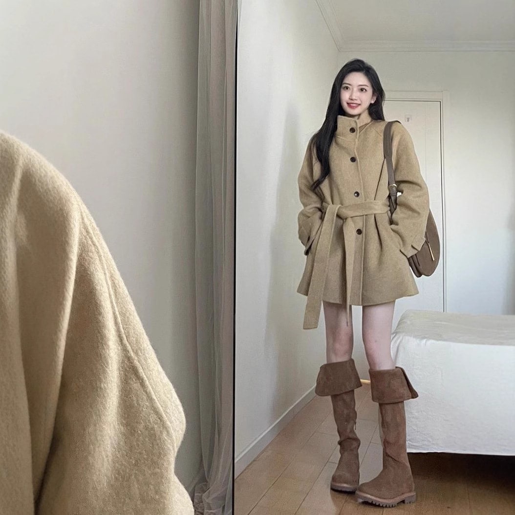 チェスターコート ツイードコート女性2024秋冬新作ジャケットロングコート