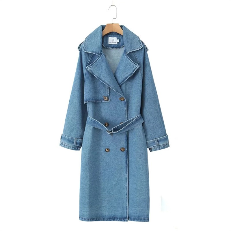 知的風都市通勤気質女性風衣ベルト飾りダブルジャケット純色ゆるい痩せ女装