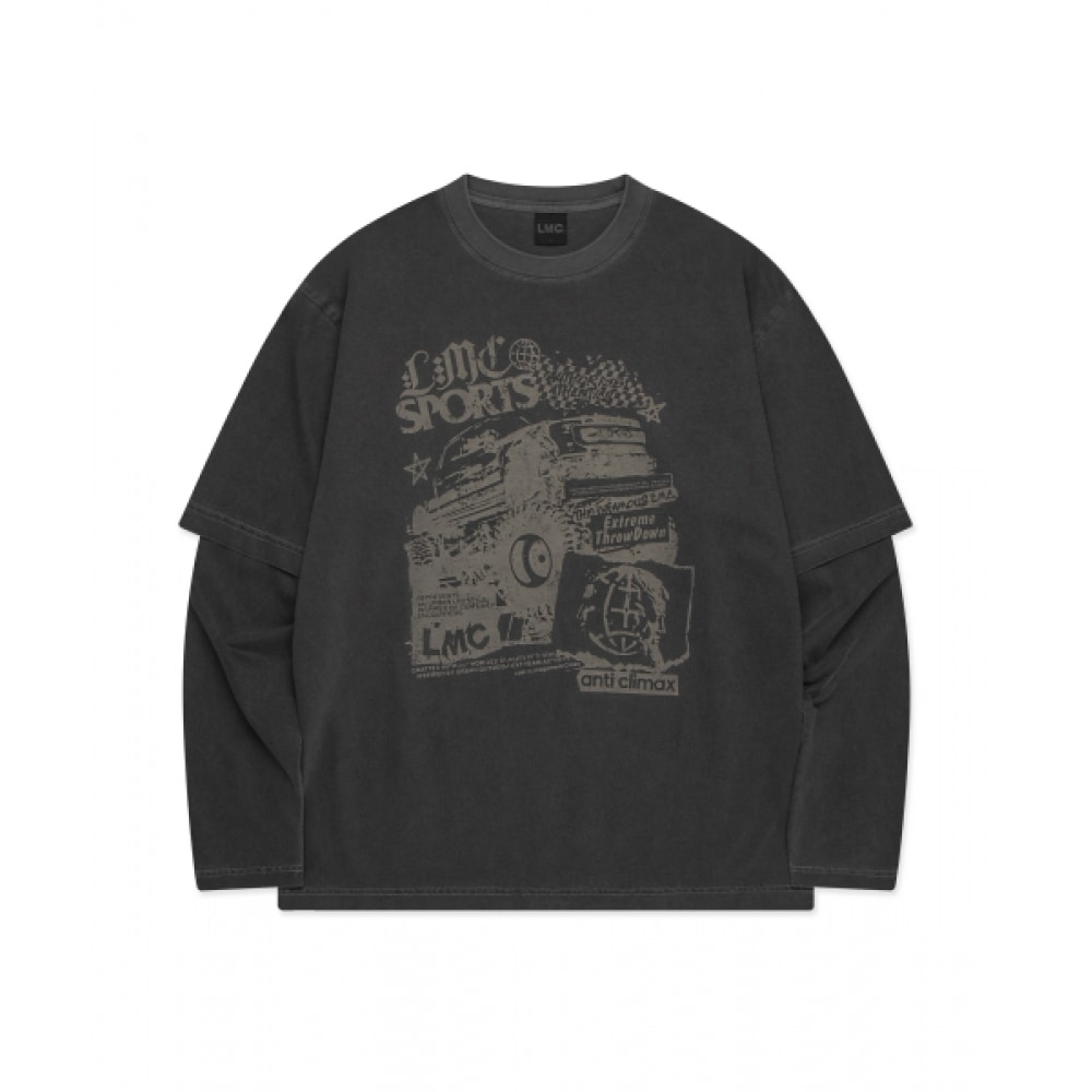 LMC オーバーダイレイヤードロングシルベット T シャツブラック