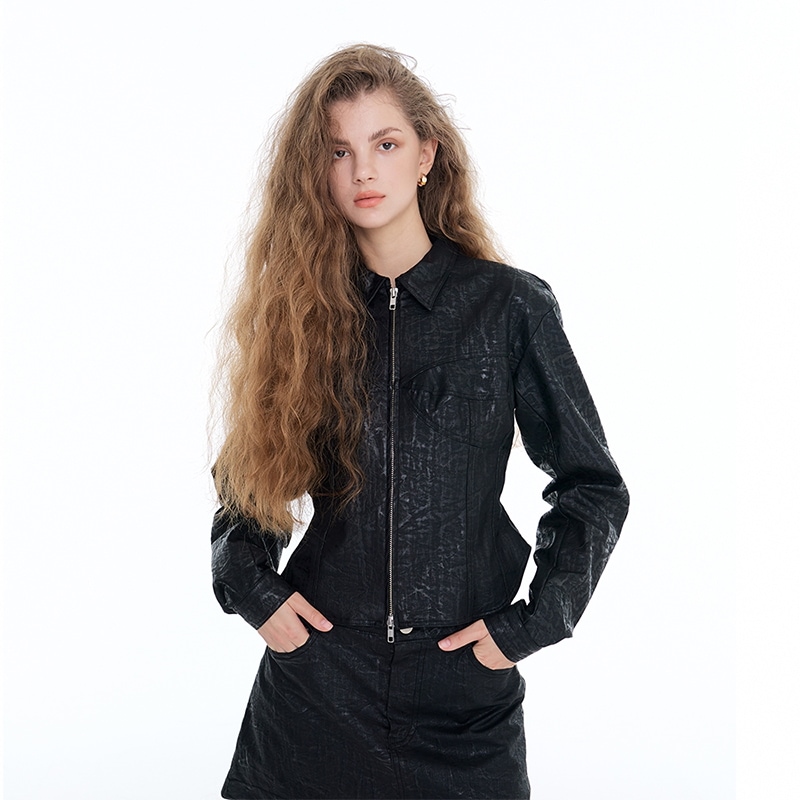 CORSET SHORT JACKET - BLACK