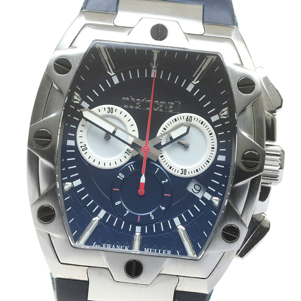 ロベルトカヴァリ Roberto Cavalli RV1G082P0011 by.フランクミュラー クロノグラフ クォーツ メンズ 箱・保証書付き_782691【中古】