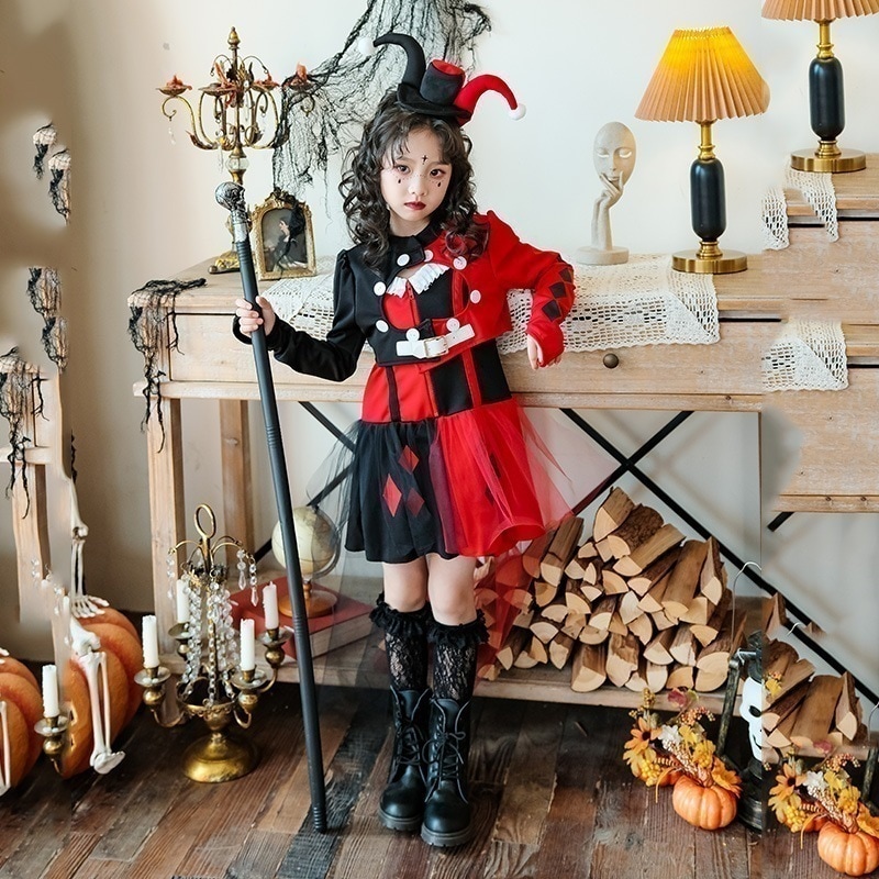 【即納】ハロウィーン子供服装サーカス道化師は奇妙な服装をしています