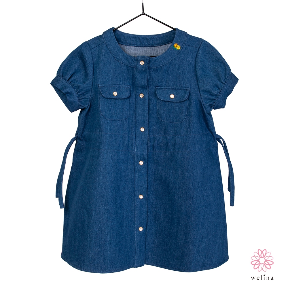 デニムひざ丈ワンピース
