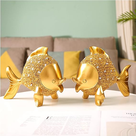 金魚 置物 家装飾用 金魚飾りインテリア 樹脂手工芸品 バラレリーフデザイン 雰囲気造る 金魚2個セットインテリア雑貨