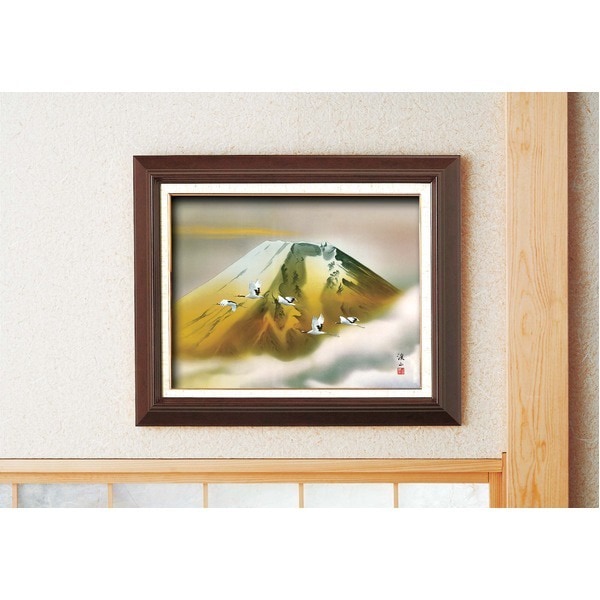 日本画額/木製フレームセット オンタケF6号 伊藤渓山 金富士 43352550mm 化粧箱入り