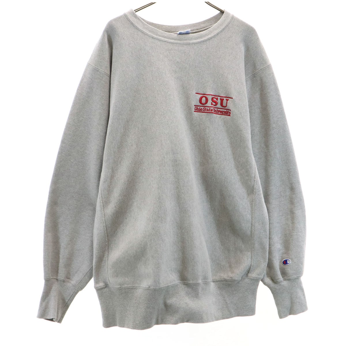 90s USA製 オールド 刺繍タグ OSU 長袖 リバースウィーブ スウェット トレーナー XL グレー メンズ 古着
