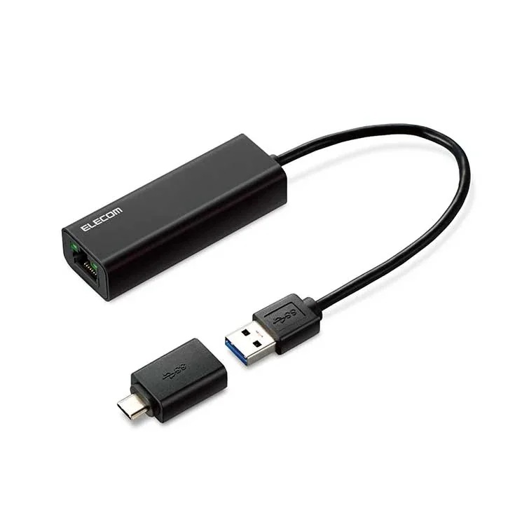 有線LAN アダプタ USB 3.1 ギガビット 2.5Gbps対応 タイプC アダプタ付 ブラック オンラインゲーム 動画視聴