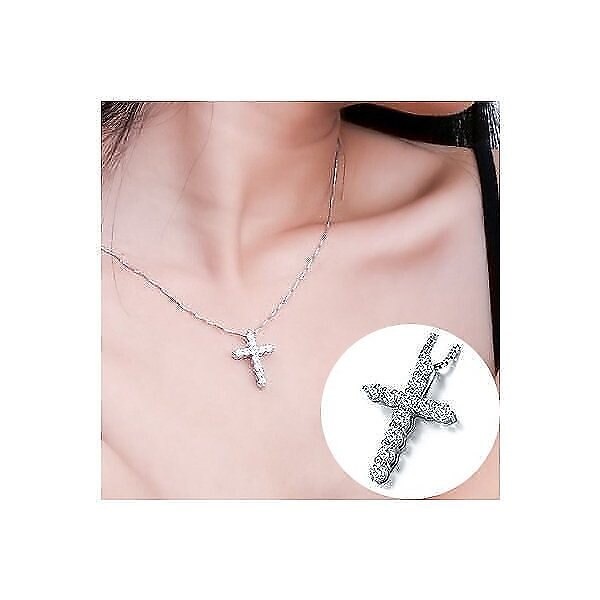 ネックレス レディース 十字架 豪華11粒 クロス シルバー925 プラチナ仕上げ 女性 人気 ギフト プレゼント