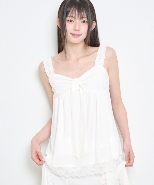 【ILLIGO】 BOW CHIFFON LACE SLEEVELESS IVORY 正規品