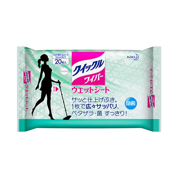 (まとめ) 花王 クイックルワイパー ウエットシート 1パック(20枚) (×10セット)