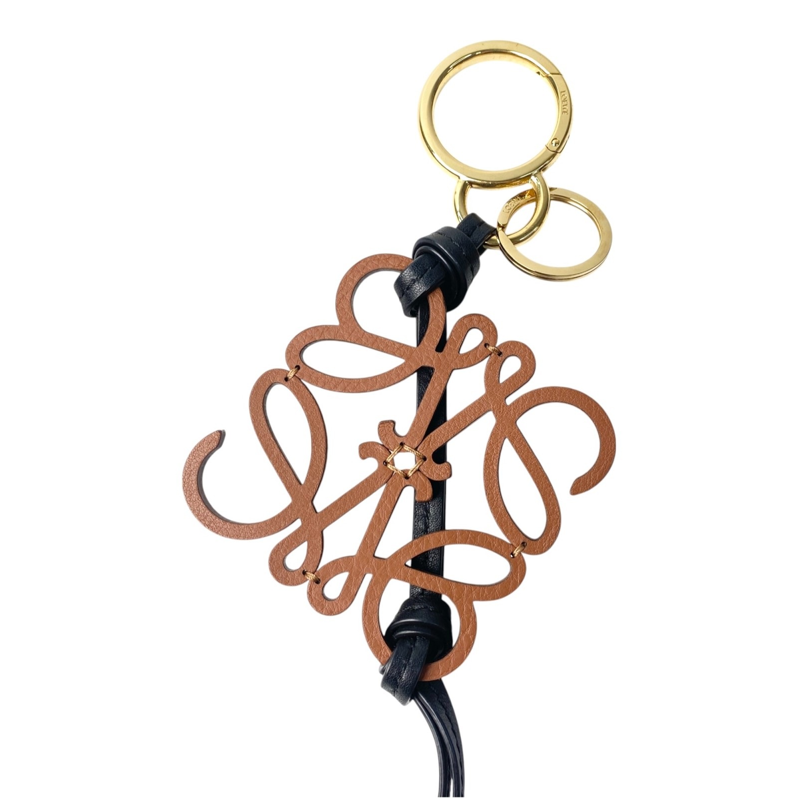 未使用 ロエベ LOEWE レディース アナグラム チャーム ブラウン キーホルダー