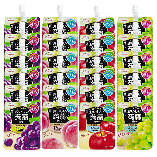 おいしい蒟蒻ゼリー 150g 4種 24個セット (ぶどう・ピーチ・りんご・マスカット 各6個ずつ) 低カロリー 食物繊維入り 飲むゼリー