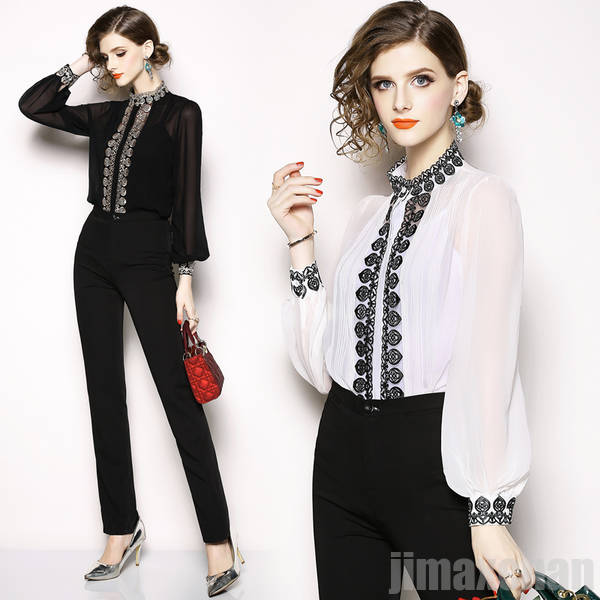 シフォンシャツ　ブラウス 春秋シャツ　2点セット　レディース　レース　長袖　ミディアム丈　日常　お出かけ　夏服　入学式　卒業式　ＯＬ　通勤　高級感