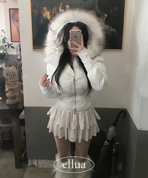 [ユニーク/ウエストソック] 1172. フェアリー ツートン ファー パーカー ショートダウン フードダウン 冬 アウター ムートン ロマンチック エルフ フェアリーコア ショートダウン 年末アウタ 5,016円