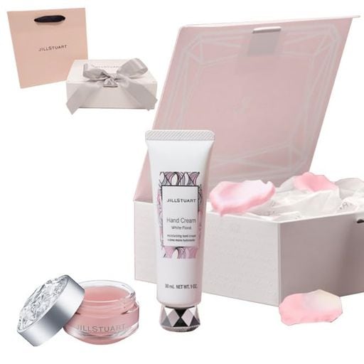 【国内正規品・ギフトセット】JILL STUART ジルスチュアート リップバーム(ロージーズ) &ハンドクリーム (ホワイトフローラル) セット 化粧品 誕生日 プレゼント ギフト ショッパー付き
