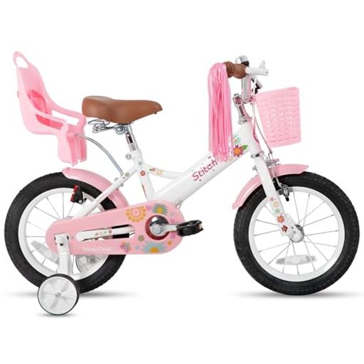 STITCH 子供用自転車 DAISY(デージー) 12 14 16インチ 人形用シート カゴ ポンポン こども 幼児 自転車 バイク キッズ 女の子 可愛い ぬいぐるみ座席 ベル 可愛い ブルー ピ 16,183円
