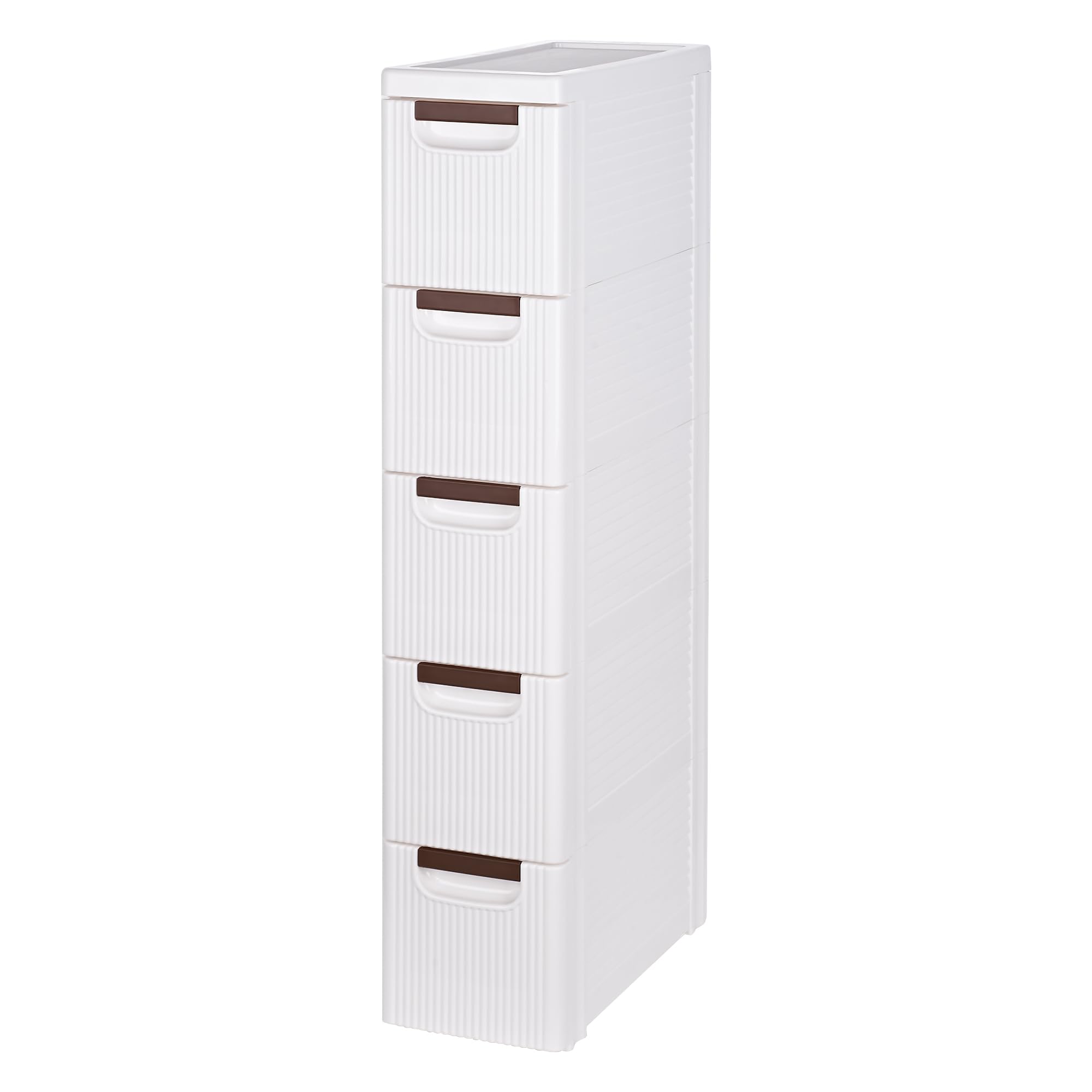 VECELO スリムストッカー 隙間収納 キッチンストッカー スリム キャスター付き 大容量 収納キャビネット 隙間ストッカー 仕切り板付き 防塵 取っ手付き ワゴン タオル 食器棚 台所 キッチン