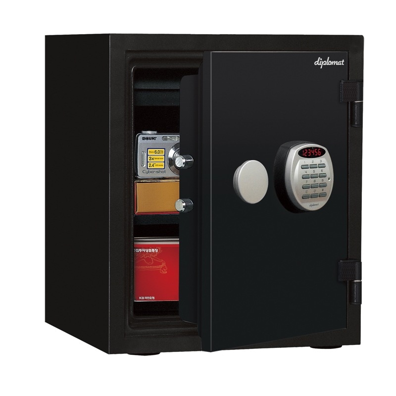 ディプロマットジャパン クリスタルシリーズ　耐火耐水デザイン金庫 A125R3WRBLACK ブラック A4対応 HOME SAFE家庭用耐火金庫 1時間耐火 容量25L