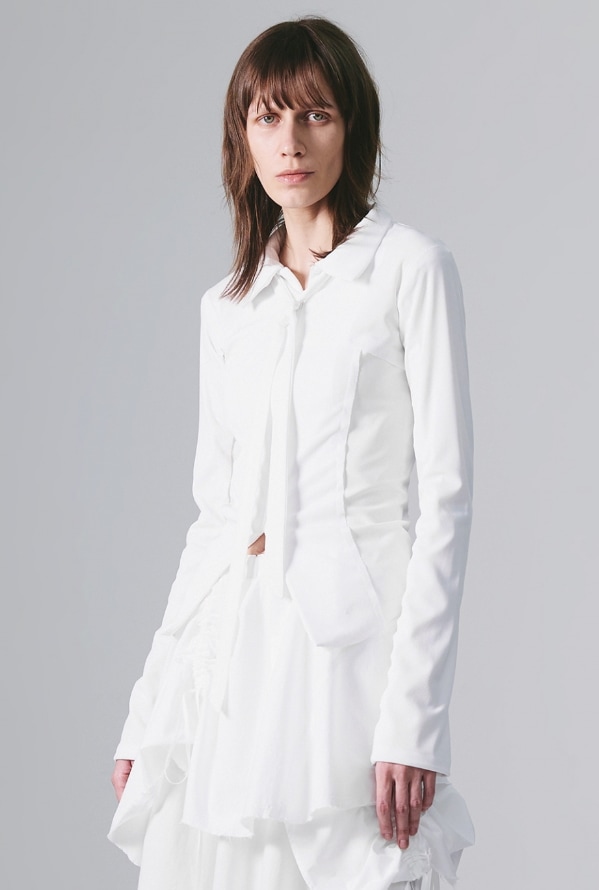 【NACHE】 TIE JERSEY SHIRT ZIP-UP : WHITE