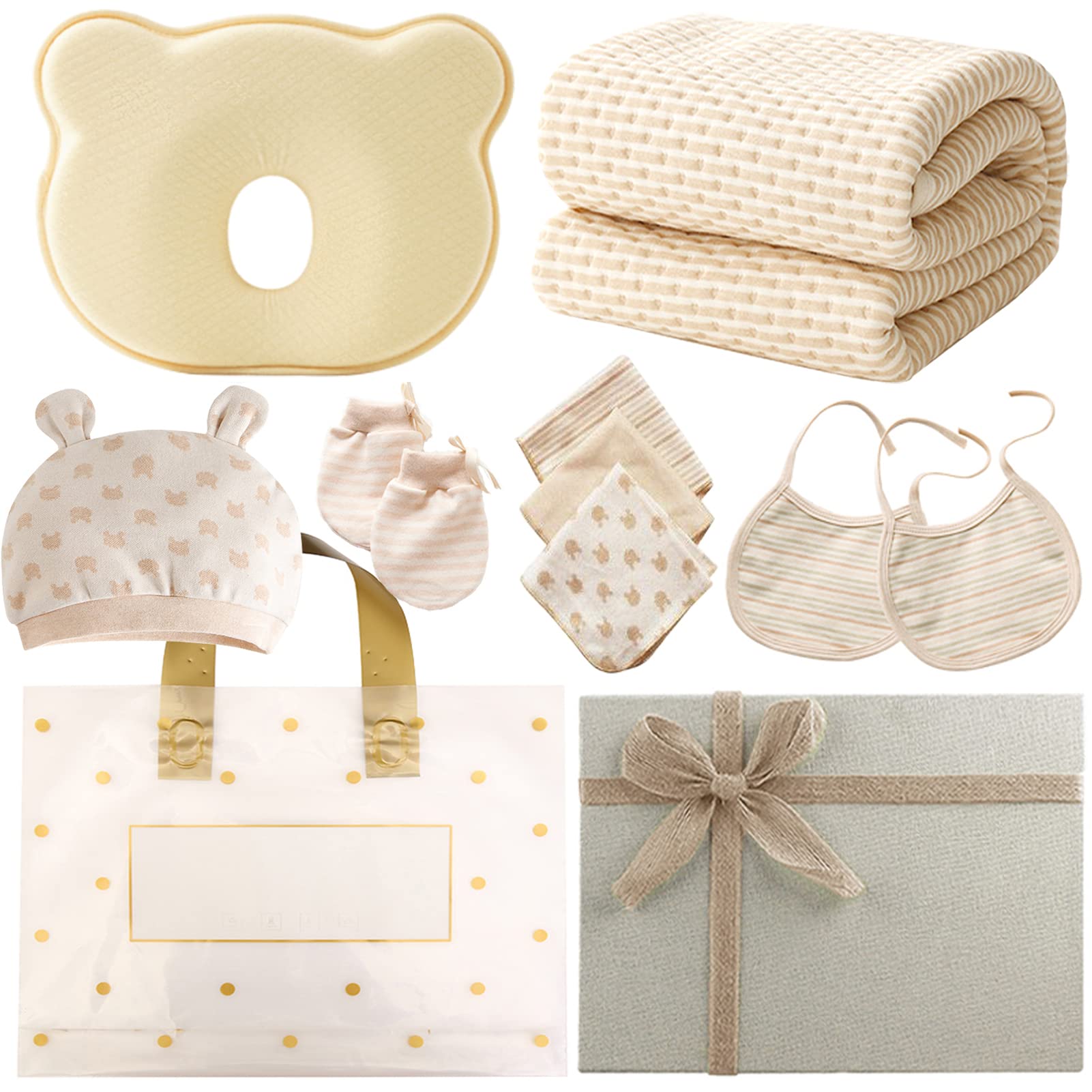 Joyancejt 出産祝い 女の子 男の子 オーガニックコットン11点セット 新生児ギフトセット 柔らか 可愛い ギフトBOX付き (11点セット)