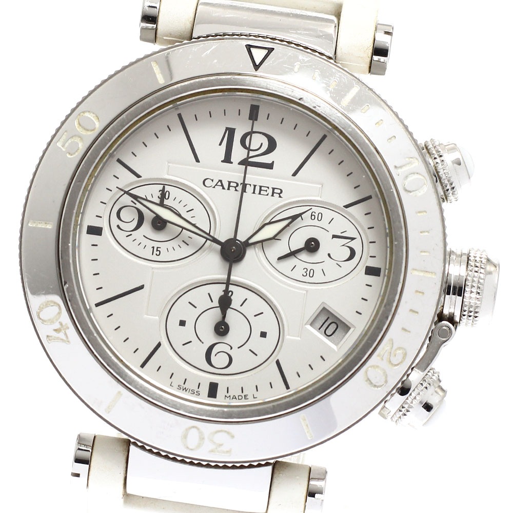 訳あり カルティエ CARTIER W3140005 パシャ シータイマー デイト クロノグラフ クォーツ ボーイズ 保証書付き_910356【中古】