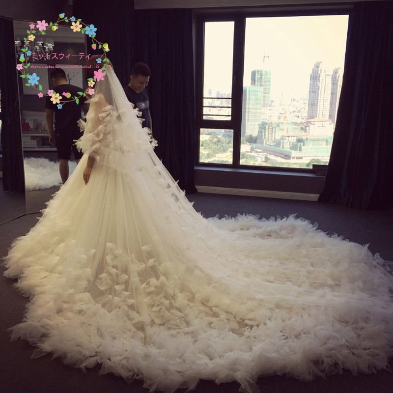 ブライダルベール 花嫁 上品 超ロング ウエディングベール 海外挙式 チャペルベール 前撮り 後撮り