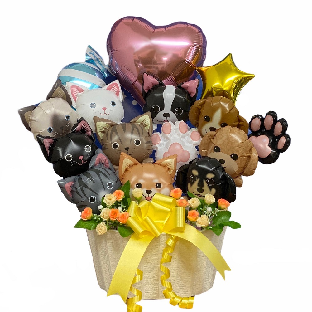 わんこ にゃんこ バルーンアレンジ 誕生日 バルーン電報 ギフト お祝い プレゼント 電報 風船 開店祝 動物病院
