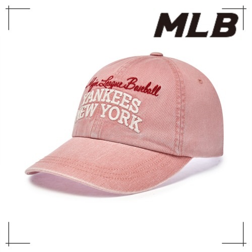 MLB公式 キャップ Vintage Color Washing Unstruck Ball Cap NY (Coral)
