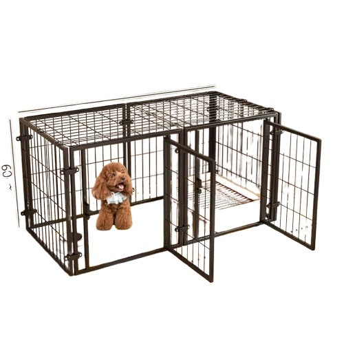 超大型ヘビーデューティアイアンペットケージ - 小型犬用強化スチールフレームドリル不要設置通気性メッシュ＆安全ラッチ付き室内/屋外使用可能耐久性の子犬・小型犬用ケージ大型犬用キャリア
