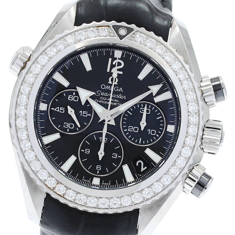 オメガ OMEGA 222.18.38.50.01.001 シーマスター プラネットオーシャン ダイヤベゼル クロノグラフ 自動巻き レディース 美品 _829075【中古】